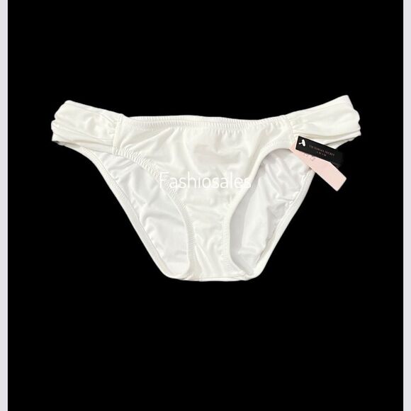 Victorias Secret Swim Knockout Bikini Bottoms Ruched Sides White - Picture 3 of 3